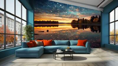 magical gold stars Wall mural