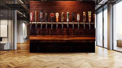 pub bar beer drink craft beer taps illustration restaurant lager, alcohol beverage, draft background pub bar beer drink craft beer taps Wall mural