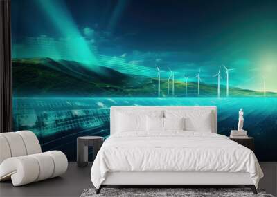 renewable energy digital background illustration sustainability technology, innovation efficiency, grid smsolar renewable energy digital background Wall mural