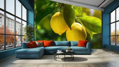 tree two lemon yellow Wall mural