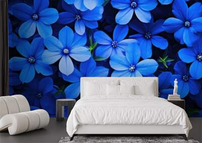 vibrant blue flower background illustration beautiful spring, garden petal, blossom sky vibrant blue flower background Wall mural