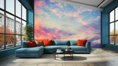 vibrant blue sky clouds grunge Wall mural