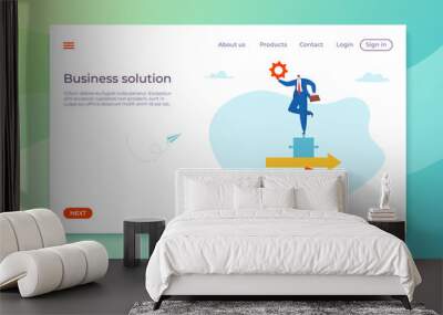 Business creative search idea web application website banner, template landing webpage mobile app flat vector illustration, firm assistant. Wall mural