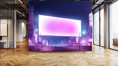 Big Billboard on the City with Light Wall mural