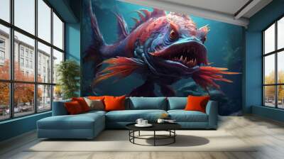 Undersea fish monster Wall mural