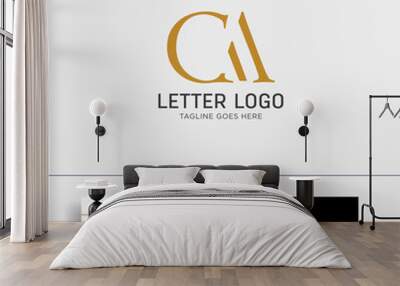 letter ac, ca gold creative logo template with business card Wall mural