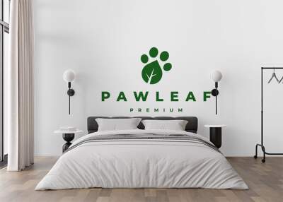 paw leaf foot print logo Design Vector illustration Wall mural