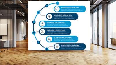 Vector Infographic label design template with icons and number options or steps. For content, diagram, flowchart, steps, parts, timeline infographics, workflow, chart. Wall mural