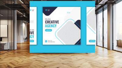 Set of creative corporate social media post design, editable business template for digital marketing Wall mural