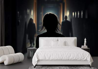 A chilling movie poster featuring eerie imagery and a haunting atmosphere Wall mural