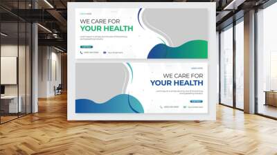 Abstract minimal medical health care social media facebook timeline cover banner design template for hospital clinic doctor advertising promotion web banner ads post layout bundle set Wall mural