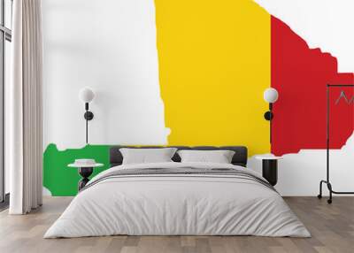 Mali Flag in Map, Mali Map with Flag, Country Map, Mali Map with Flag, Nation Flag Mali Wall mural