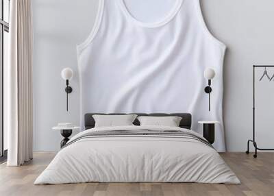 A plain white tank top on a soft gray background, ideal for casual wear or sports activities. Wall mural