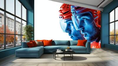 Dynamic Rivalry Between Two Hockey Players Wall mural