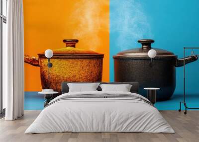 Sturdy Pots: Cooking Transformation Before and After Wall mural