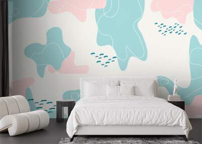 abstract Pastel color background with memphis pattern design Vector Wall mural