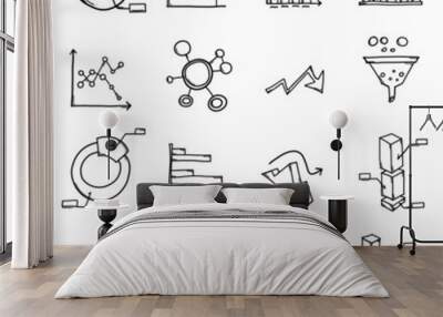 Data Doodle vector icon set. Drawing sketch illustration hand drawn line eps10 Wall mural