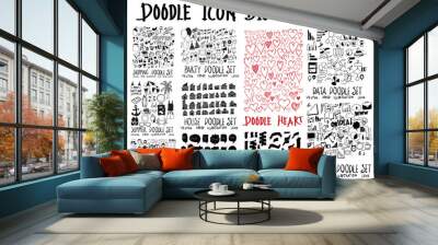 MEGA set of doodles vector. Collection of shopping, summer holiday, sport, party, house, speech, heart, ribbon, data, business eps10 Wall mural