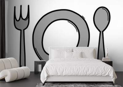 Plate doodle vector icon. Drawing sketch illustration hand drawn line eps10 Wall mural