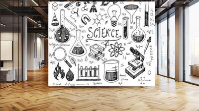 Science Doodle Sketch line icon vector set eps10 Wall mural