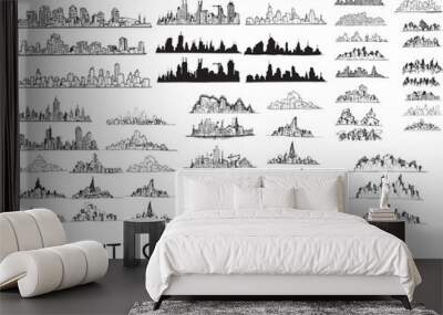 set of cityscape doodle illustration hand drawn sketch line vector eps10 Wall mural