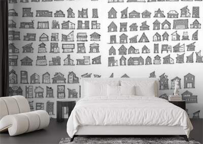 Set of House illustration Hand drawn doodle Sketch line vector scribble eps10 Wall mural