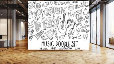 Set of Music illustration Hand drawn doodle Sketch line vector eps10 Wall mural