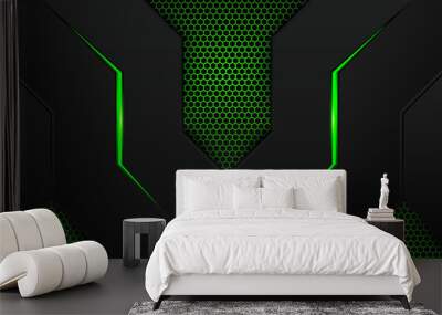 modern green gaming background with hexagon pattern Wall mural