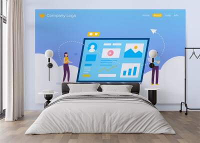 social media marketing landing page  illustration Wall mural