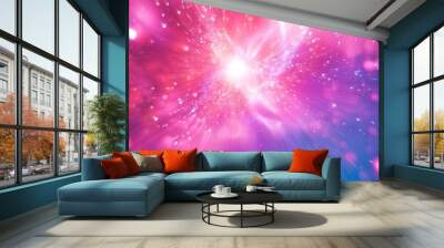 A bright pink and blue space with a lot of sparkles. The colors are very vibrant and the sparkles give the impression of movement and energy Wall mural