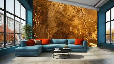 A gold wall with a gold texture Wall mural