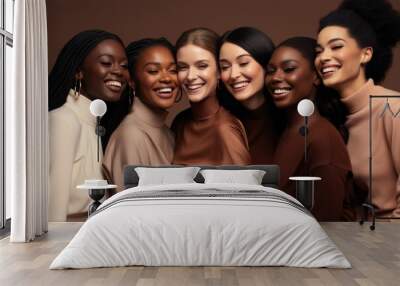 A group of women standing next to each other. Perfect for illustrating unity, teamwork, diversity, and female empowerment. Ideal for websites, blogs, social media posts, and marketing materials. Wall mural