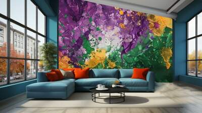 A vivid abstract painting that captures the spread of color across a canvas, evoking a sense of creativity and modern art. The textured and unique design makes it an excellent wall decoration. Wall mural