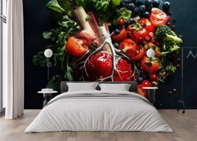 Heart of lettuce with fresh produce for health Wall mural