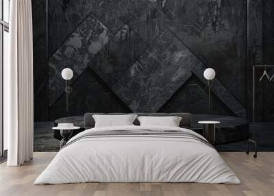 Modern interior with monolithic circular designs and geometric patterns on a marble wall. Wall mural