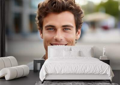 Picture of man with smile on his face. Suitable for various uses. Wall mural