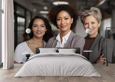 Three women standing side by side. Suitable for team, friendship, and diversity concepts. Wall mural