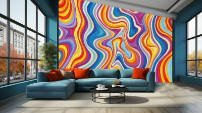 Vibrant abstract swirling design with bright colors on a wallpaper background. Wall mural