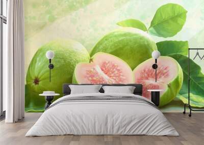 Vibrant tropical fruit bunch with light green and pink skin, healthy and ripe with juicy pulp. Wall mural