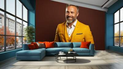 Wearing yellow suit and white shirt. Suitable for fashion, business, or formal attire concepts Wall mural