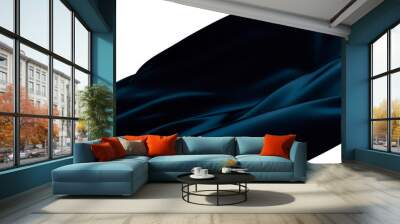 Blue wavy shapes on a black background. 3d trendy modern background. Wall mural