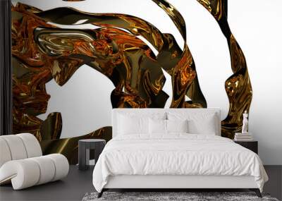 Golden Weave: Abstract 3D Gold Cloth Illustration with Intricate Patterns Wall mural