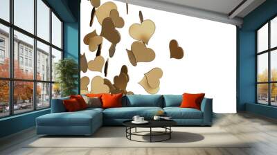 Ilustration of red realistics hearts whit 3D effect. rain of hearts Wall mural