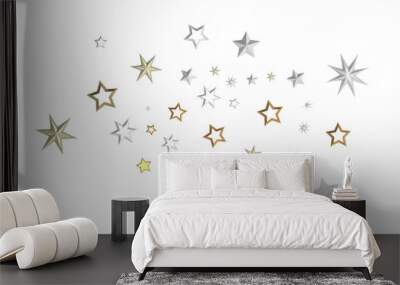 Starry Christmas Cascade: Radiant 3D Illustration Showcasing Falling Holiday Starlight Streams Wall mural