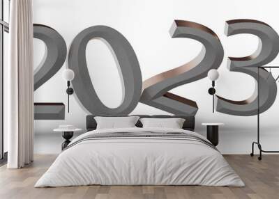 Year as Number - Typography design of 2023 with 3d style design Wall mural