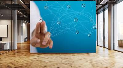  Global network connection World map abstract technology background global business innovation concept Wall mural