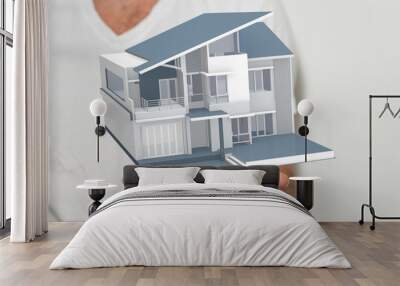  house in among houses for real estate  concept. Wall mural