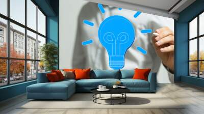  touching light bulbs, new ideas with innovative technology and creativity. Wall mural