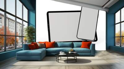 3D brandless tablet with empty screen isolated on white background Wall mural