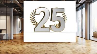 3d golden 25 years anniversary celebration with star background Wall mural